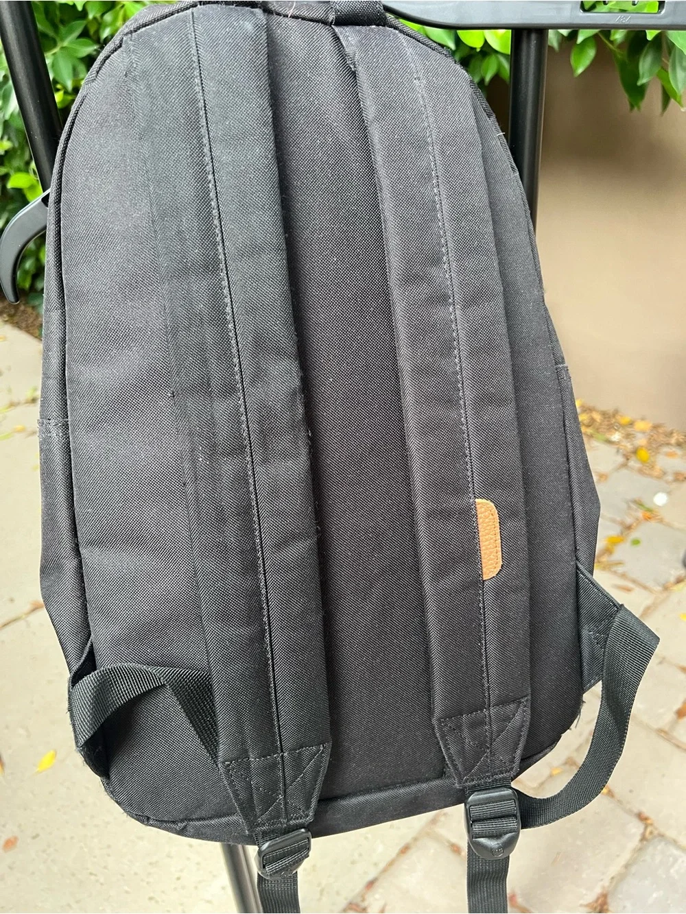 Herschel Black Backpack Gold Hardware Red Striped Lining Casual Travel